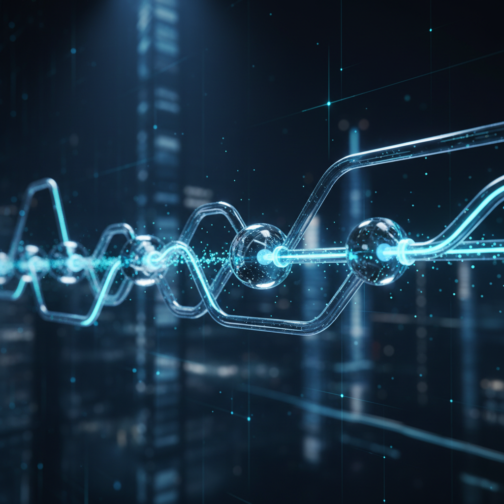 A high-tech digital dashboard showing automated follow-up sequences converting leads into sales data visualizations.