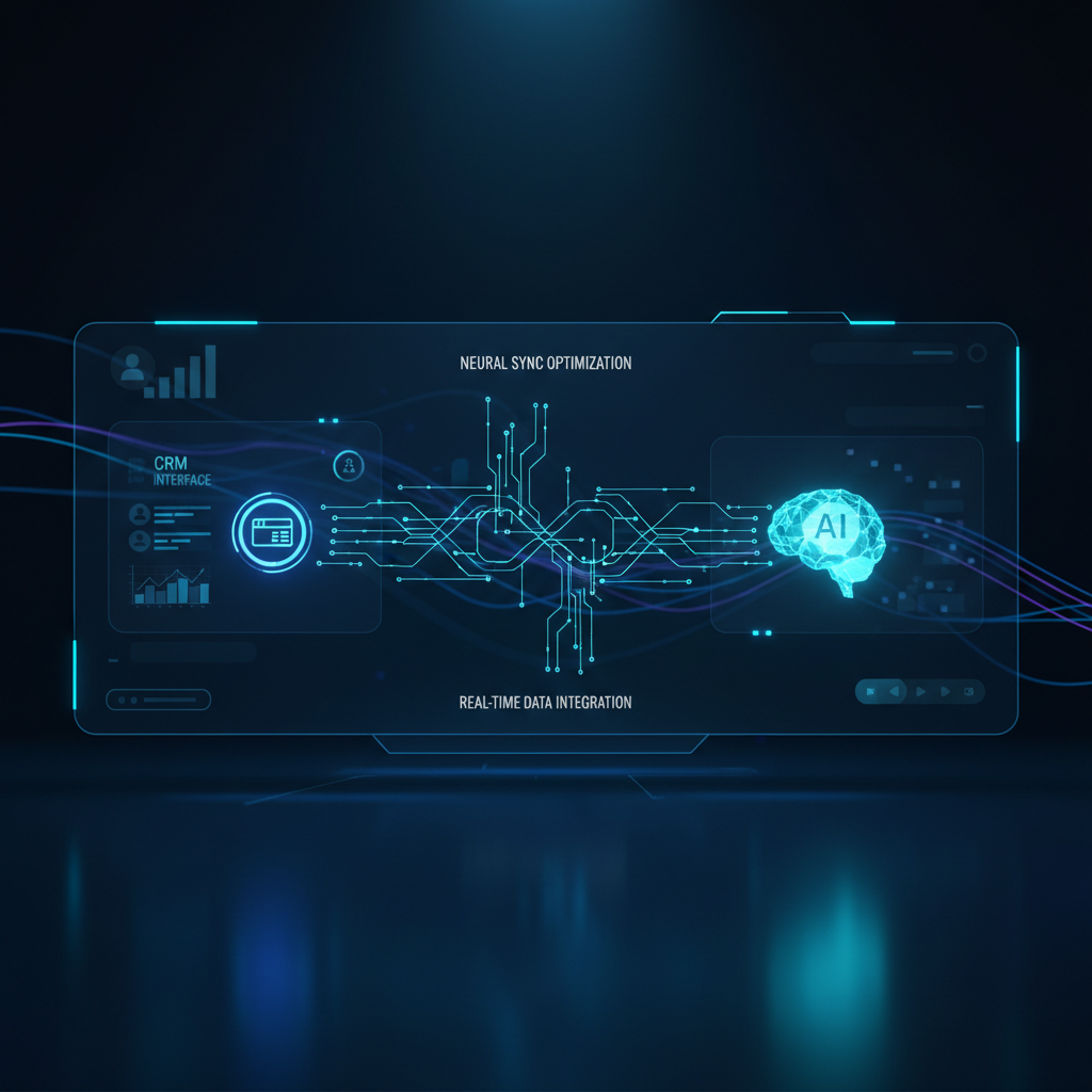 A futuristic digital workspace showing data flowing between GoHighLevel and OpenAI nodes for automated AI responses.